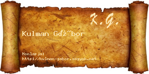 Kulman Gábor névjegykártya
